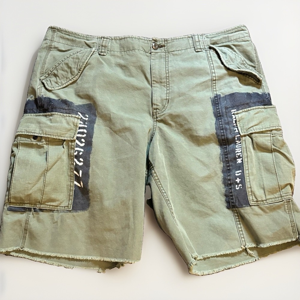 Ralph Lauren Polo Box Utility Cargo Shorts Denim & Supply Graffiti Mens SZ 42